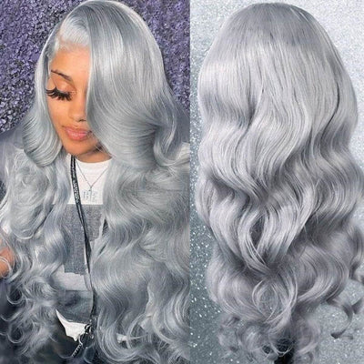 Dachic Special Customise Grey Colored 13x4 13x6 HD Lace Front Human Hair 613 Frontal Wigs 180% Density