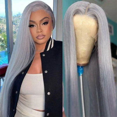 Dachic Special Customise Grey Colored 13x4 13x6 HD Lace Front Human Hair 613 Frontal Wigs 180% Density