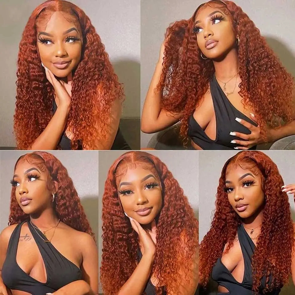 Dachic Hair Ginger Deep Wave 13x6 Lace Frontal Wig Colored Human Hair