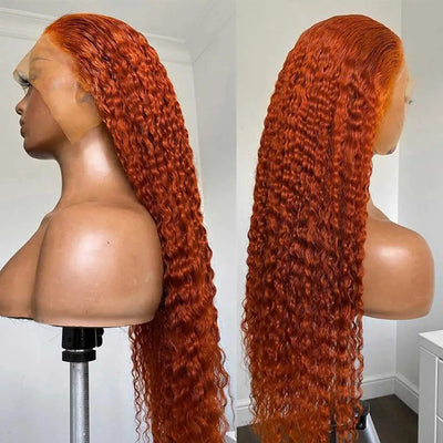 Dachic Hair Ginger Deep Wave 13x6 Lace Frontal Wig Colored Human Hair