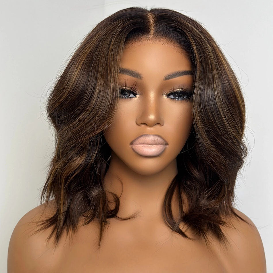 Highlight Brown Colored Glueless Lace Wig Ready To Wear