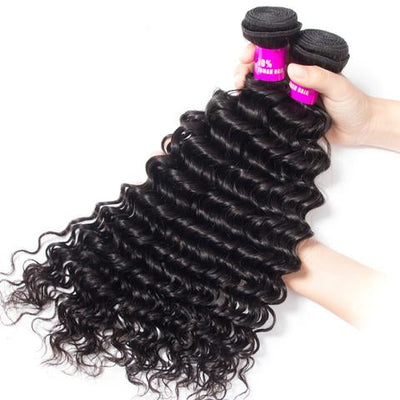 10A Brazilian Deep Wave Hair 1/3/4 Bundles Deal 100% Remy Human Hair Weave