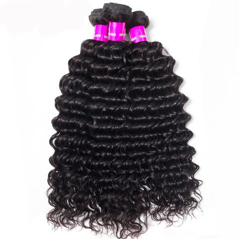 10A Brazilian Deep Wave Hair 1/3/4 Bundles Deal 100% Remy Human Hair Weave