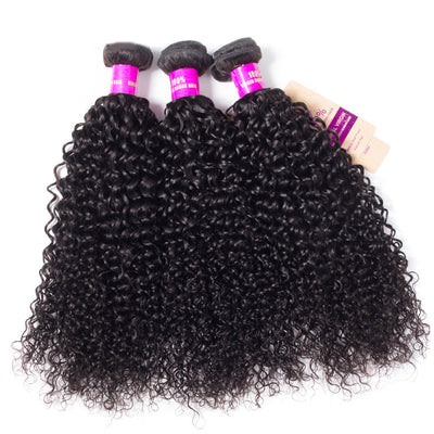 10A Jerry Curly Human Hair 3 Bundles With 5x5 Closure 100% Remy Human Hair