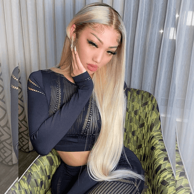 Top 10A 250% Density Customized Ombre Platinum Blonde Colored 13x6 Lace Front Human Hair Wigs Brazilian Body Wave