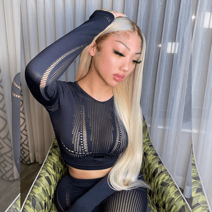 Top 10A 250% Density Customized Ombre Platinum Blonde Colored 13x6 Lace Front Human Hair Wigs Brazilian Body Wave