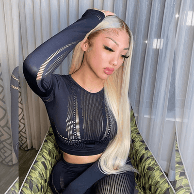 Top 10A 250% Density Customized Ombre Platinum Blonde Colored 13x6 Lace Front Human Hair Wigs Brazilian Body Wave