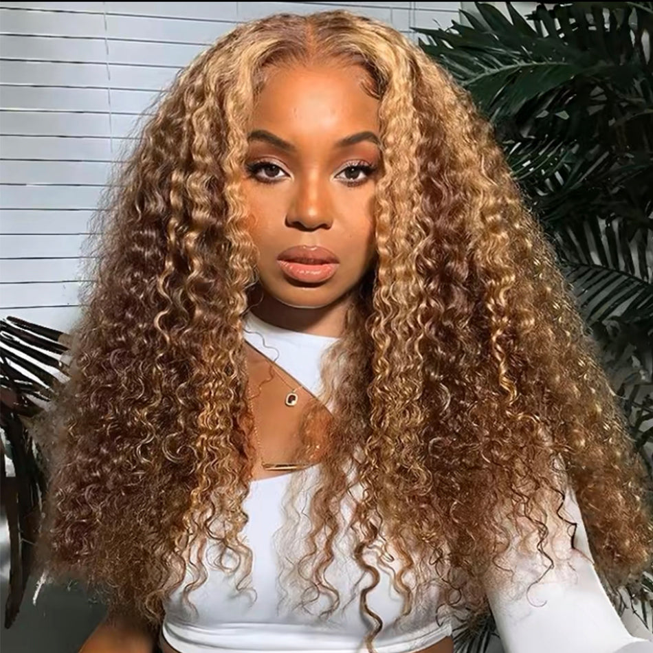 Highlight Colored 5x5 13x6 Lace Front Closure Curly 6x5 Glueless Put On And Go Human Hair Wigs