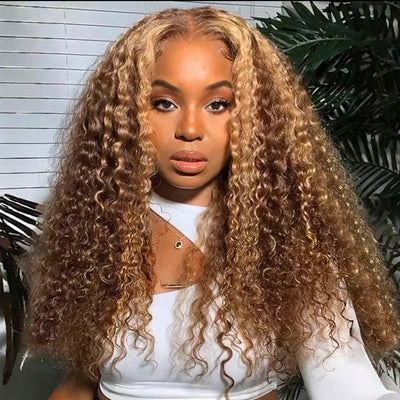 Highlight Colored 5x5 13x6 Lace Front Closure Curly 6x5 Glueless Put On And Go Human Hair Wigs