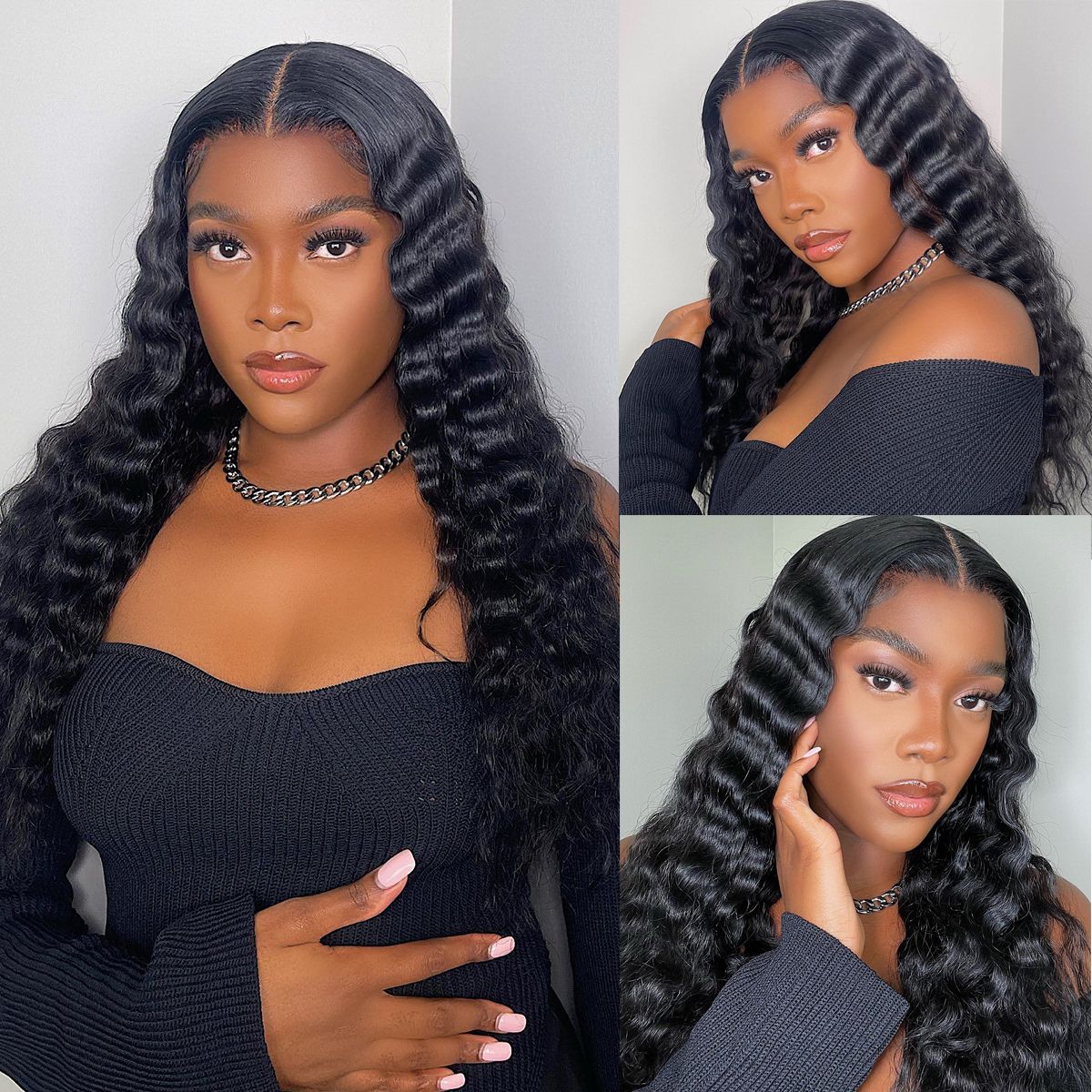 13X4 Undetectable HD Full Frontal Lace Human Hair Wigs Loose Deep Wave