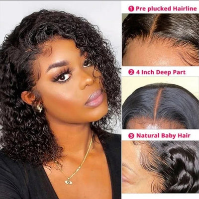 No.23 Dachic Hair Kinky Curly Short Bob Wig 13x4 Lace Frontal Bob Brazilian Human Hair Wigs