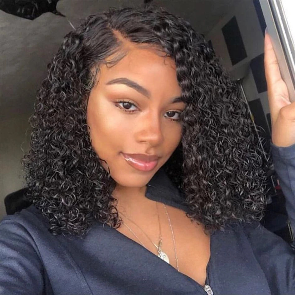 No.23 Dachic Hair Kinky Curly Short Bob Wig 13x4 Lace Frontal Bob Brazilian Human Hair Wigs