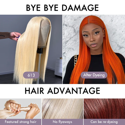 SUPER DEAL ! 613 Blonde HD Transparent 13x6 Lace Front Straight Human Hair Wigs