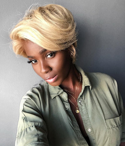 Dachic Hair 613 Blonde pixie cut 13x4 Lace Front Wig