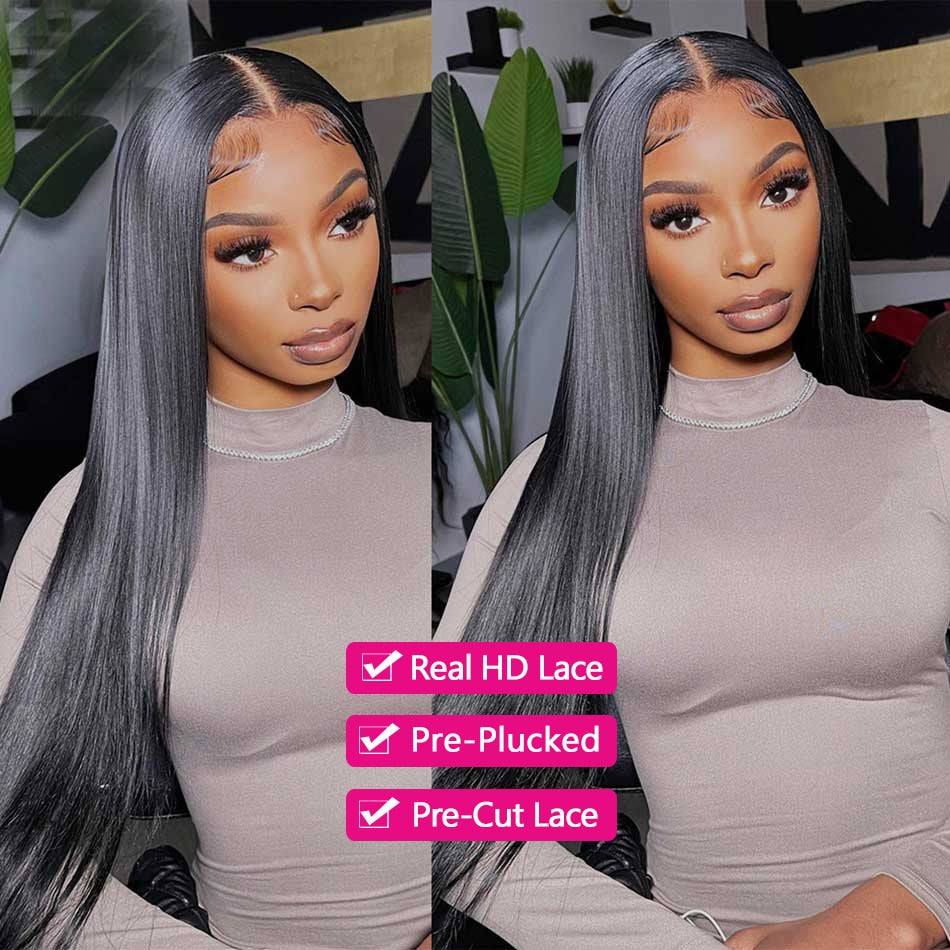 Glueless Wigs Human Hair Ready To Wear5x5 HD Transparent Lace Closure Wigs Straight Human Hair Wigs Wear And Go