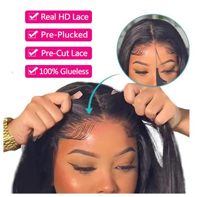 Glueless Wigs Human Hair Ready To Wear5x5 HD Transparent Lace Closure Wigs Straight Human Hair Wigs Wear And Go