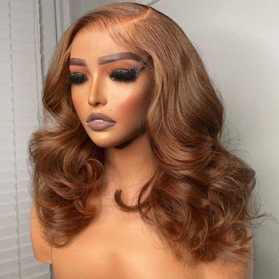 Dachic Hair Brown Bob 13x4 Full Lace Frontal Wig Loose Wave Human Hair Wigs