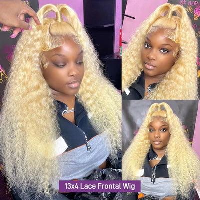 Dachic 613 Blonde13x4/ 13x6 HD Lace Front Human Hair Wigs Curly Frontal Wigs 180% Density