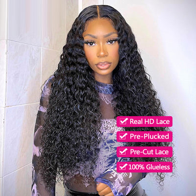 Glueless Wigs Human Hair Ready To Wear 5x5 HD Transparent Lace Closure Exotic Curly Human Hair Wigs Wear And Go