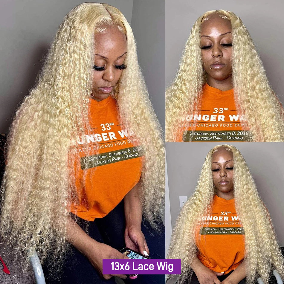 Dachic 613 Blonde13x4/ 13x6 HD Lace Front Human Hair Wigs Curly Frontal Wigs 180% Density