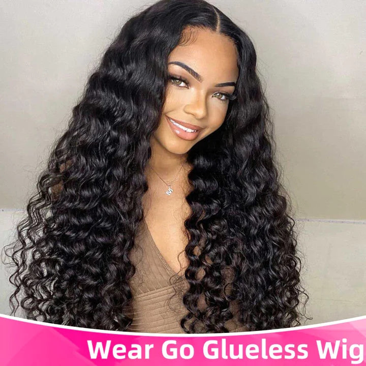 Glueless Wigs Human Hair Ready To Wear 5x5 HD Transparent Lace Closure Deep Wave Glueless Human Hair Wigs Wear And Go