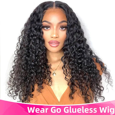 Glueless Wigs Human Hair Ready To Wear 5x5 HD Transparent Lace Closure Exotic Water Curly Wave Human Hair Wigs Wear And Go