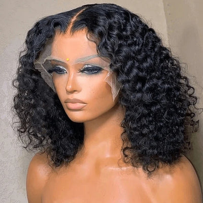 Dachic 13x4 Short Human Hair Lace Frontal 180% Density Curly Bob Wigs Bogo Deal