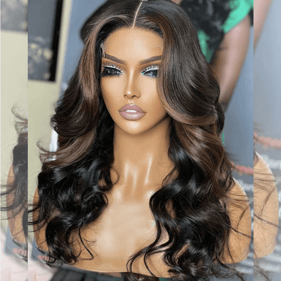 Hairstylist Works Double Drawn 250% Density 6x5 Glueless Lace Closure Highlights Brown Colored Wigs