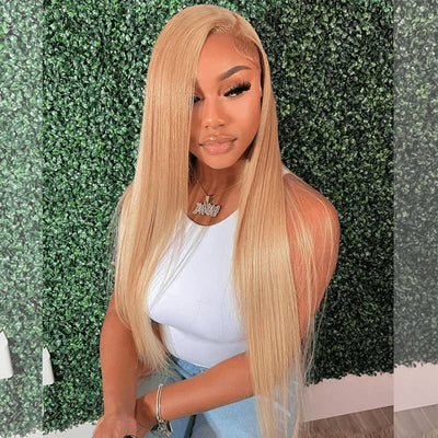 Dachic Honey Blonde Colored 13x4 HD Lace Frontal Human Hair 180% Density Straight Wigs Bogo Deal