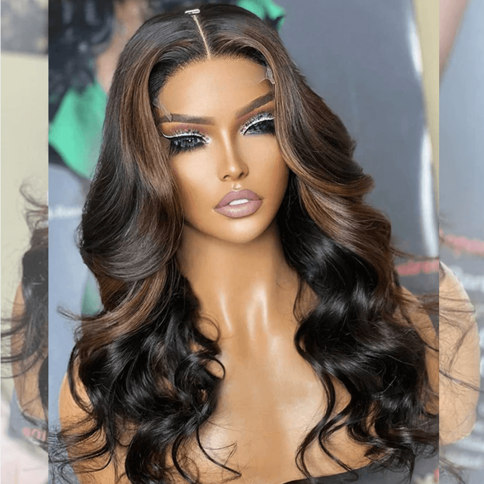 Hairstylist Works Double Drawn 250% Density 6x5 Glueless Lace Closure Highlights Brown Colored Wigs