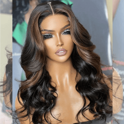 Hairstylist Works Double Drawn 250% Density 6x5 Glueless Lace Closure Highlights Brown Colored Wigs