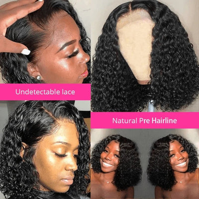 Dachic 13x4 Short Human Hair Lace Frontal 180% Density Curly Bob Wigs Bogo Deal