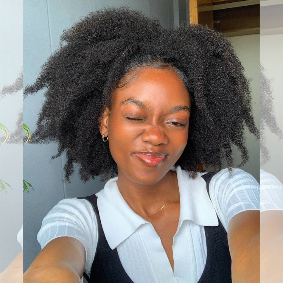 Afro Kinky Curly 3 In 1 Half Wig ( Can be weared in half wig / headban ...
