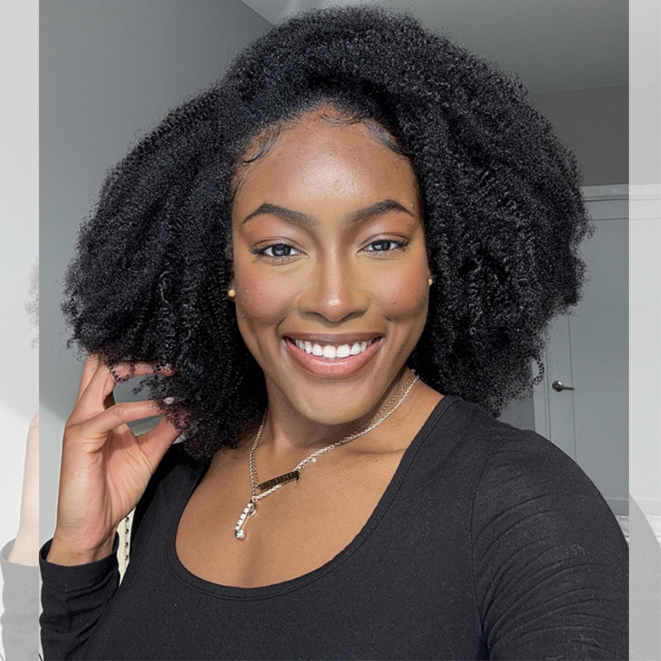Afro Kinky Curly 3 In 1 Half Wig ( Can be weared in half wig / headband wig / ponytail )