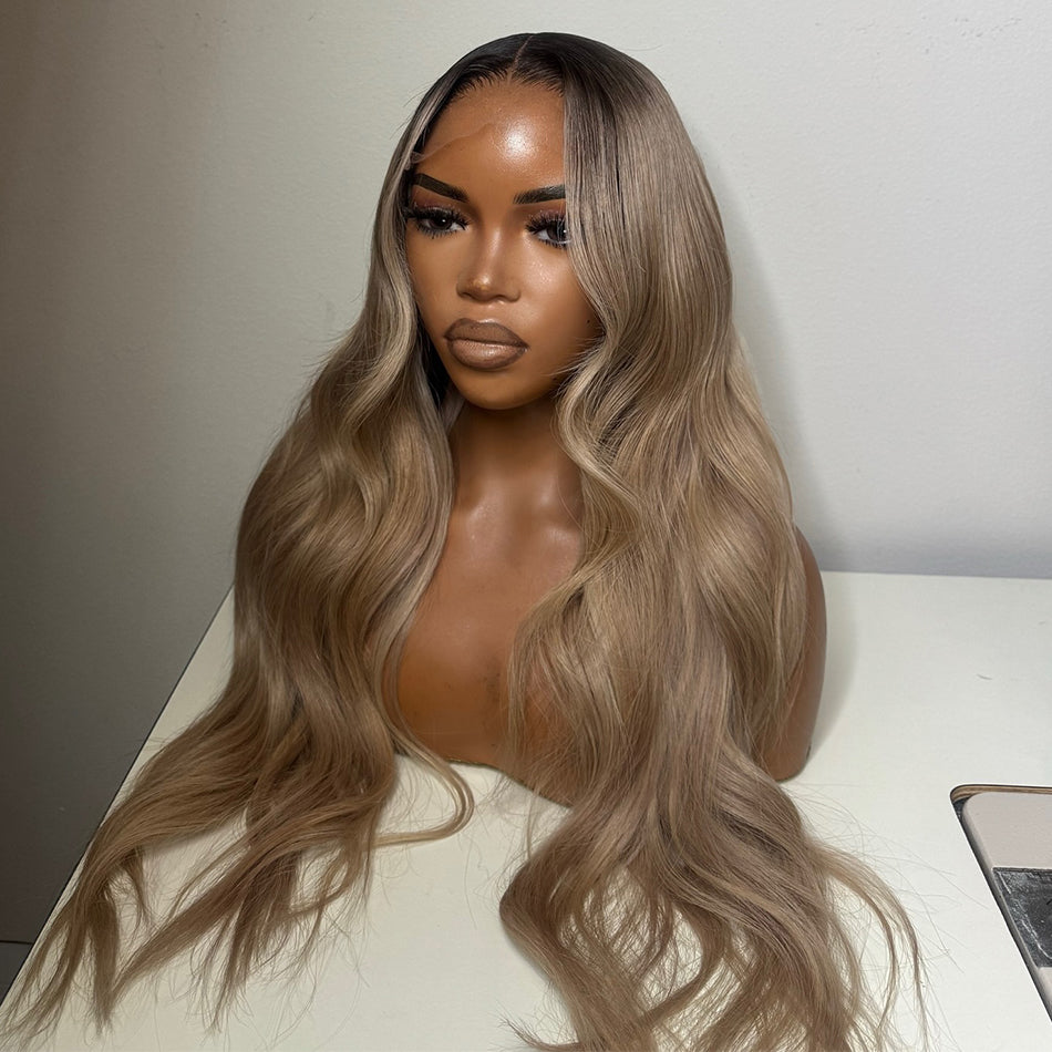 10A 250% Density Ombre Ash Blonde 13x6 Lace Front Human Hair Wigs