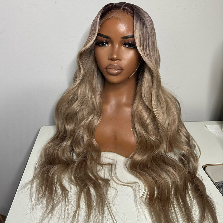 10A 250% Density Ombre Ash Blonde 13x6 Lace Front Human Hair Wigs