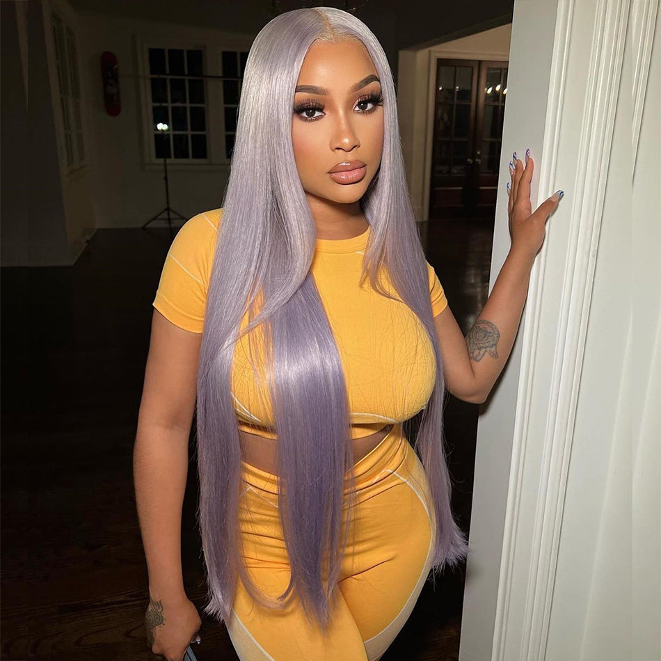250% Density NEW Fashion Ash Purple Color 13x6 Lace Front Human Hair Wigs
