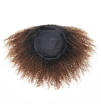 Coily Curly Ombre Brown Colored 3 In 1 Half Wig ( Can be weared in half wig / headband wig / ponytail )