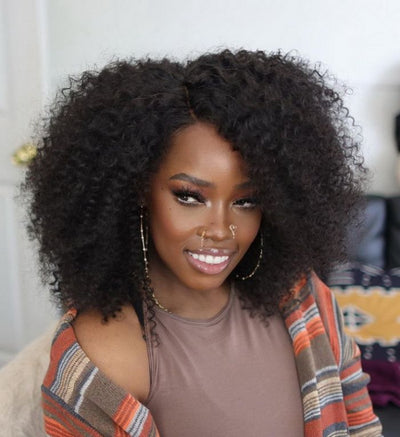 Natural Curly Glueless Lace Wig Human Hair Ready To Wear-026