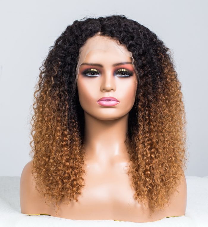 Golden Legend Ombre Colored Glueless Curly Lace Wig-022