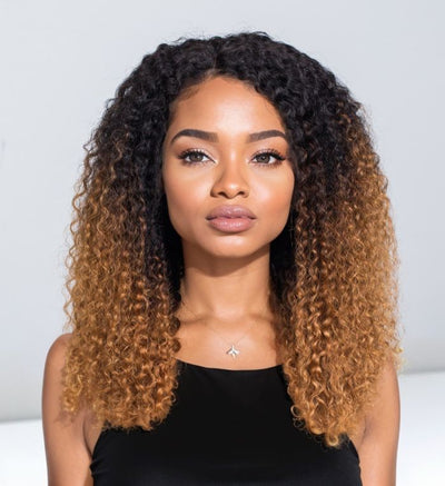 Golden Legend Ombre Colored Glueless Curly Lace Wig-022