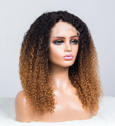 Golden Legend Ombre Colored Glueless Curly Lace Wig-022