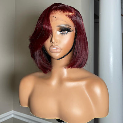 Elegant And Classy Side Part Layered Cut Design Colored Glueless Lace Human Hair Wigs-009
