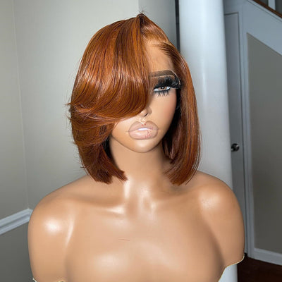 Elegant And Classy Side Part Layered Cut Design Colored Glueless Lace Human Hair Wigs-009