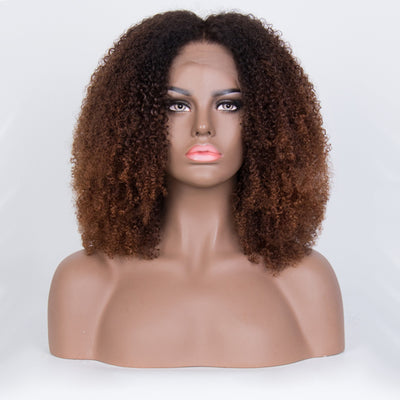 Coily Curly Ombre Brown Colored Glueless Lace Wig ,Embrace My Coily Life-019