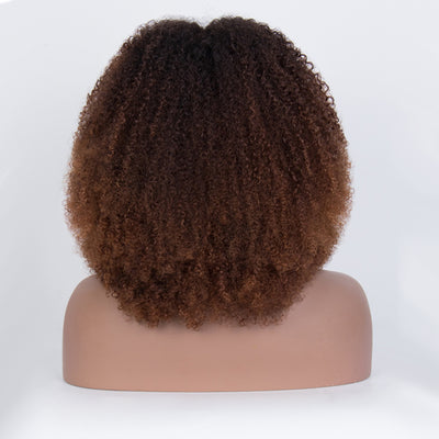Coily Curly Ombre Brown Colored Glueless Lace Wig ,Embrace My Coily Life-019