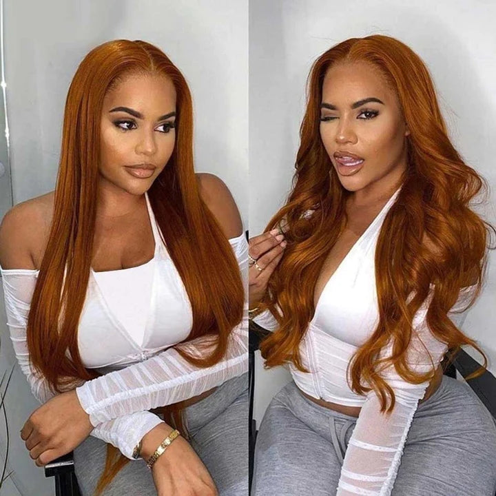 Dachic Ginger Colored 13x4 5x5 HD Lace Front Closure Human Hair Wigs 180% Density