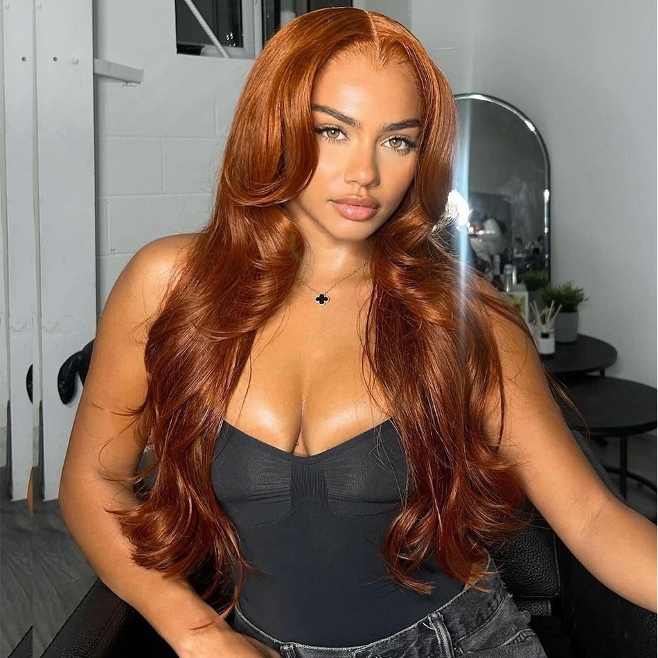 10A Ginger Brown Colored 13x6 Lce Front Wig 5x6 Glueless Ready To Go Human Hair Wigs Body Wave