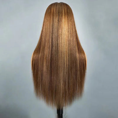 210% Density Highlight 4/27# Colored Undetectable HD 5x5 13x4 Full Lace Frontal Closure Straight Human Hair Wigs