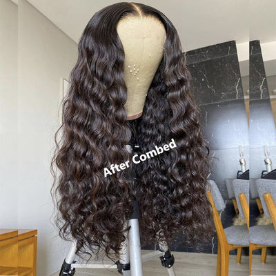 13X4 Undetectable HD Full Frontal Lace Human Hair Wigs Loose Deep Wave